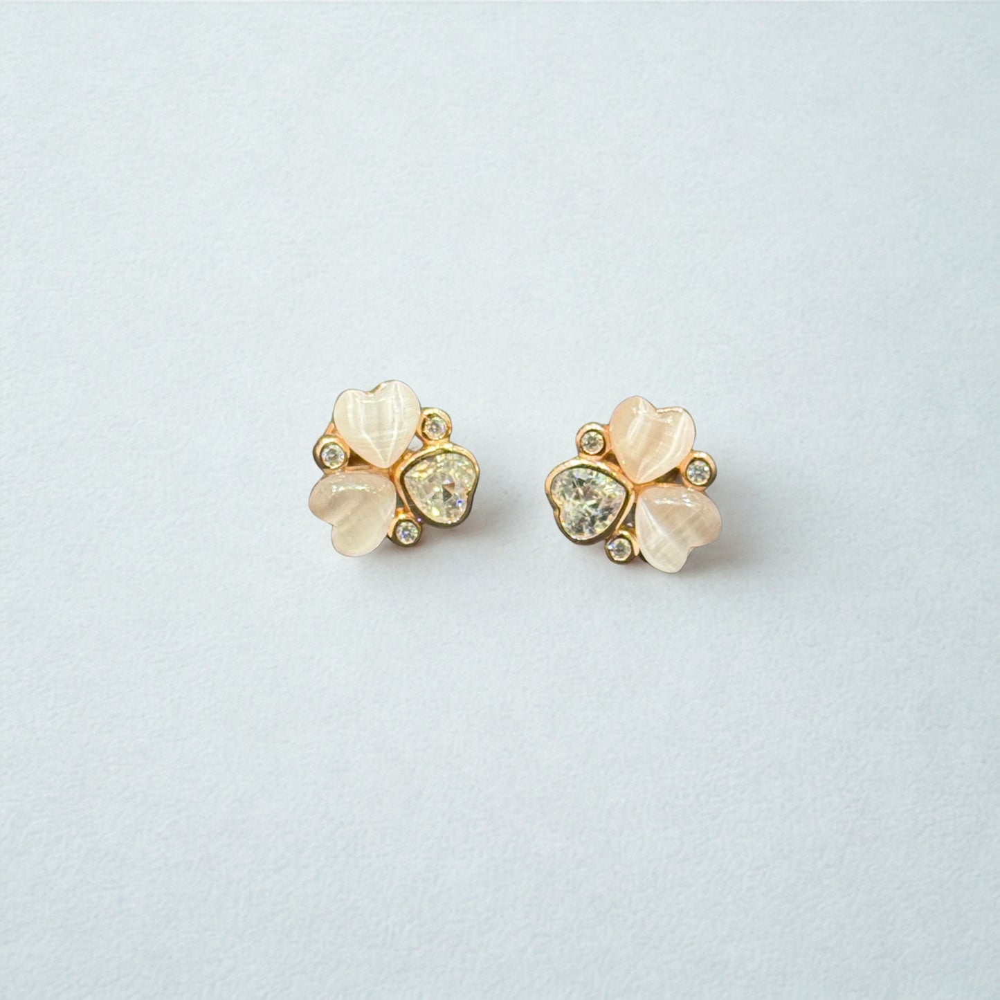 Clover Heart Stud Earrings