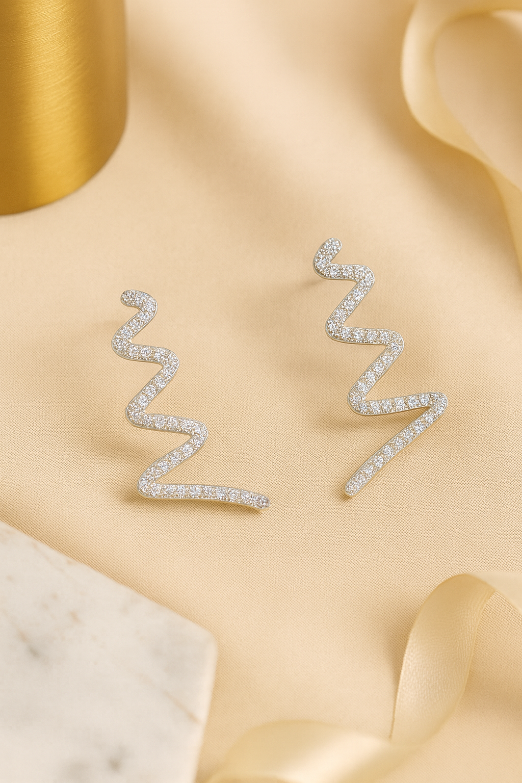 Zyra Wave Ear Cuffs Sterling Silver