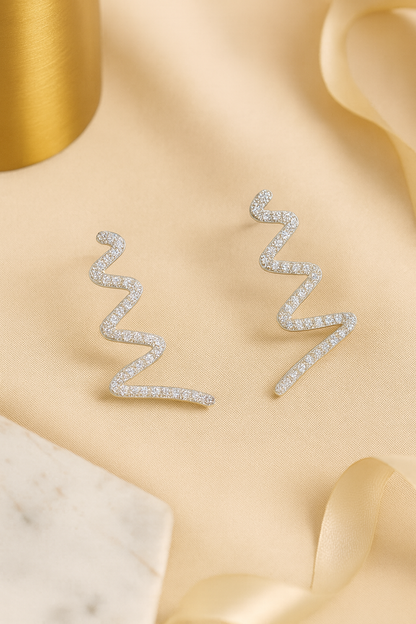 Zyra Wave Ear Cuffs Sterling Silver