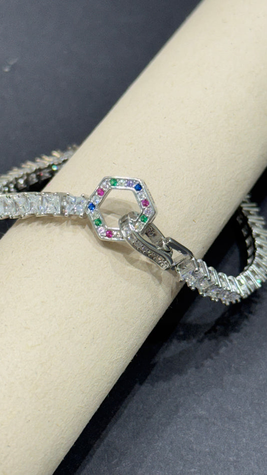 Hexagon Rainbow Tennis Bracelet