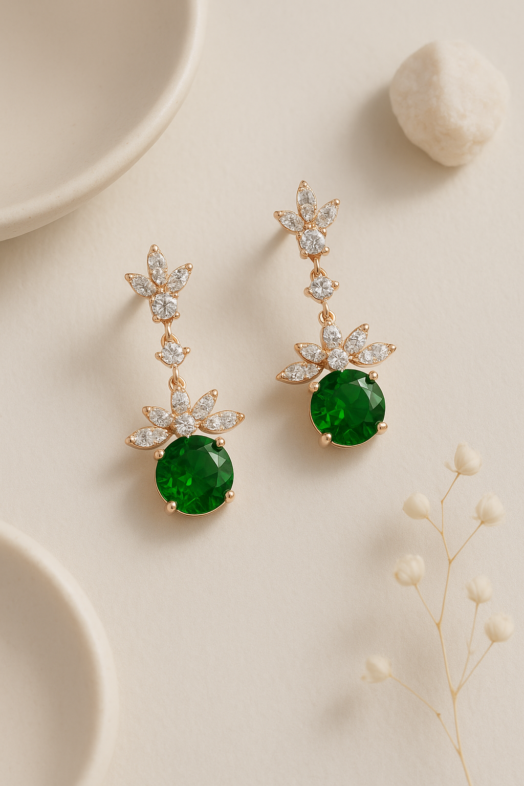 Elara Emerald Earrings - Sterling Silver
