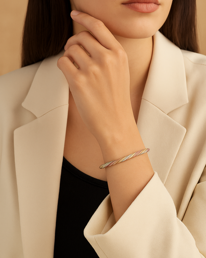 Horizon Twist Tri Toned Bracelet Sterling Silver