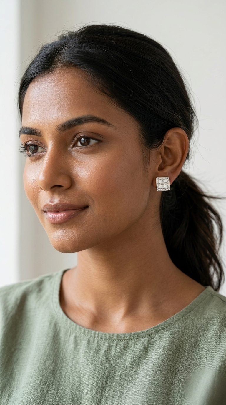 Orin Grid Studs | 925 Sterling Silver