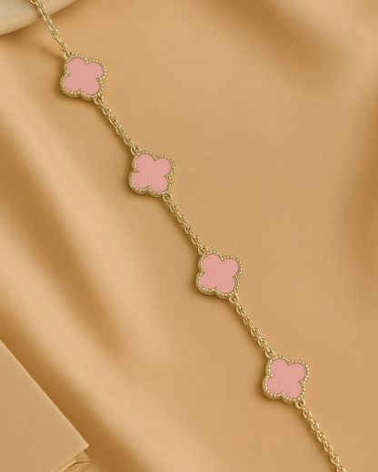 Blush Pink Clover Bracelet Sterling Silver