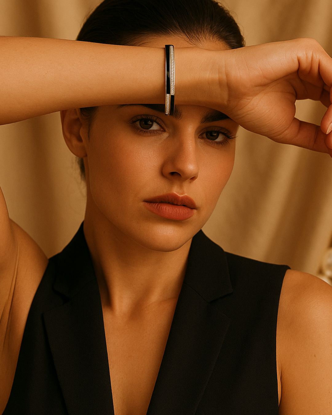 Black & Silver Pavé Kada Sterling Silver