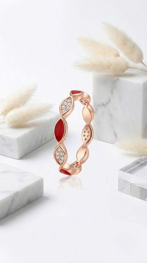 Aurelle Ruby Leaf Band | 925 Sterling Silver