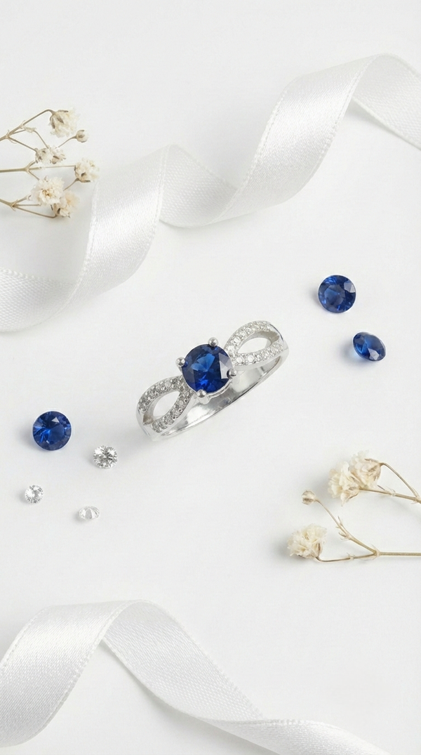 Velora Sapphire Curve Ring | 925 Sterling Silver