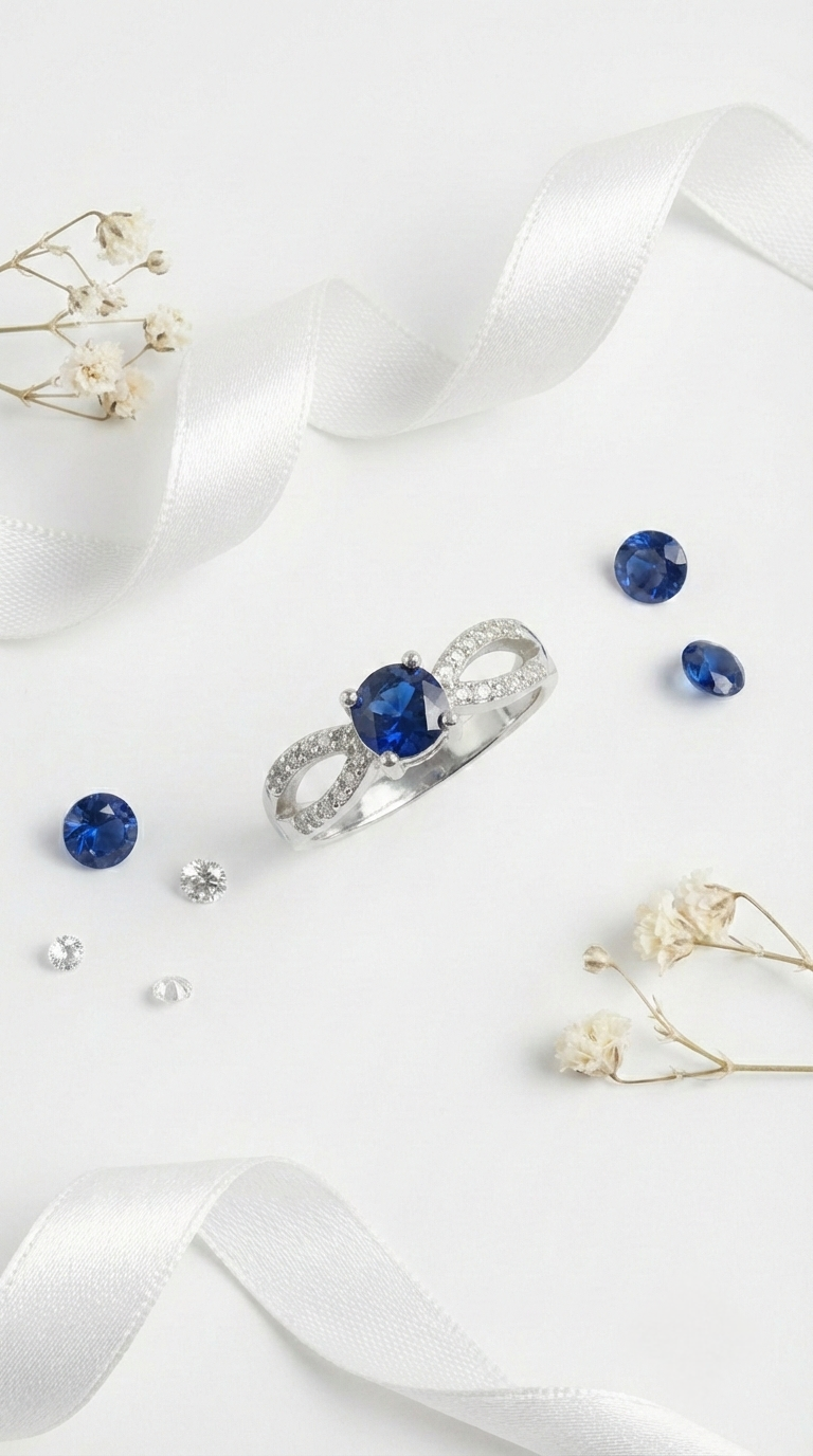 Velora Sapphire Curve Ring | 925 Sterling Silver