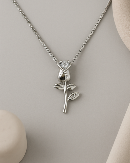 Eternal Bloom Rose Necklace Sterling Silver
