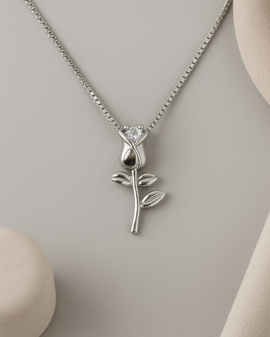 Eternal Bloom Rose Necklace Sterling Silver