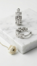 Vanta Chain Pavé Huggies | 925 Sterling Silver
