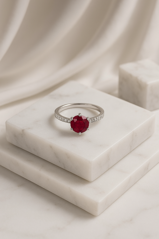 Crimson Crown Ring - Sterling Silver
