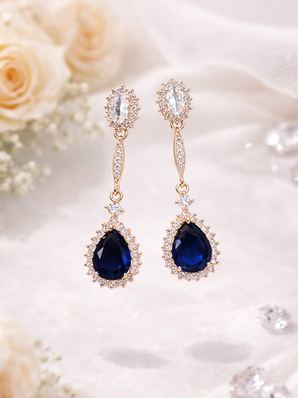 Bleu Velours Drop Earrings | 925 Sterling Silver