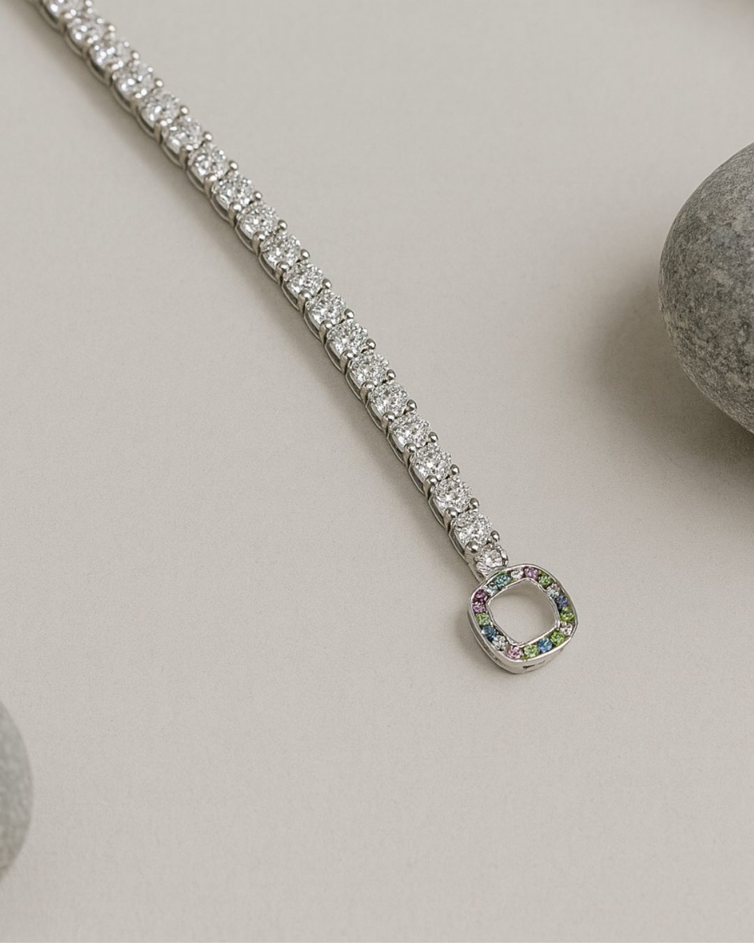 Hexagon Rainbow Tennis Bracelet