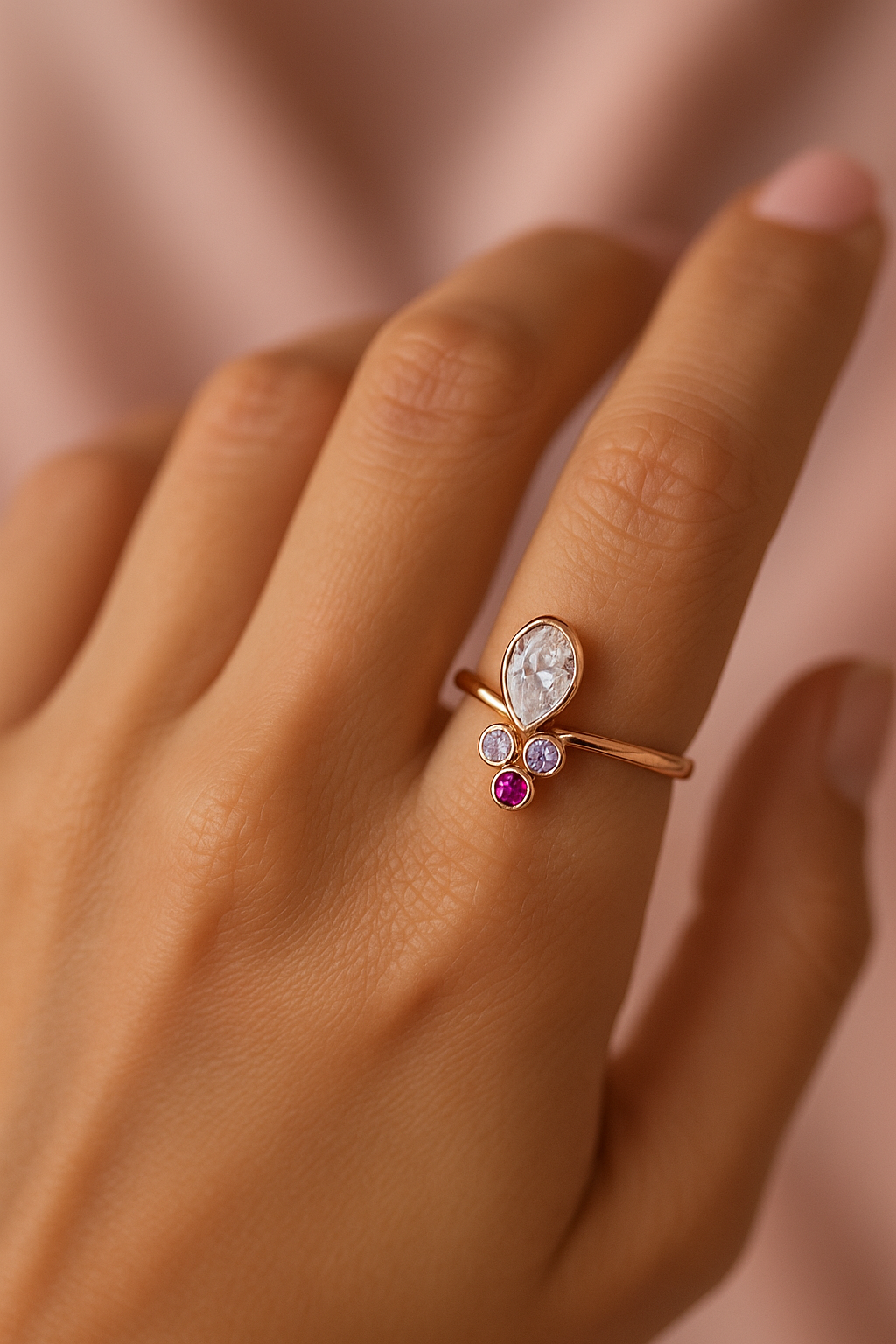 Aurora Dewdrop Multigem Ring | 925 Sterling Silver