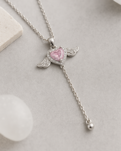 Celestia Winged Heart Necklace Sterling Silver