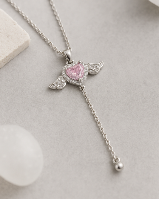 Celestia Winged Heart Necklace Sterling Silver