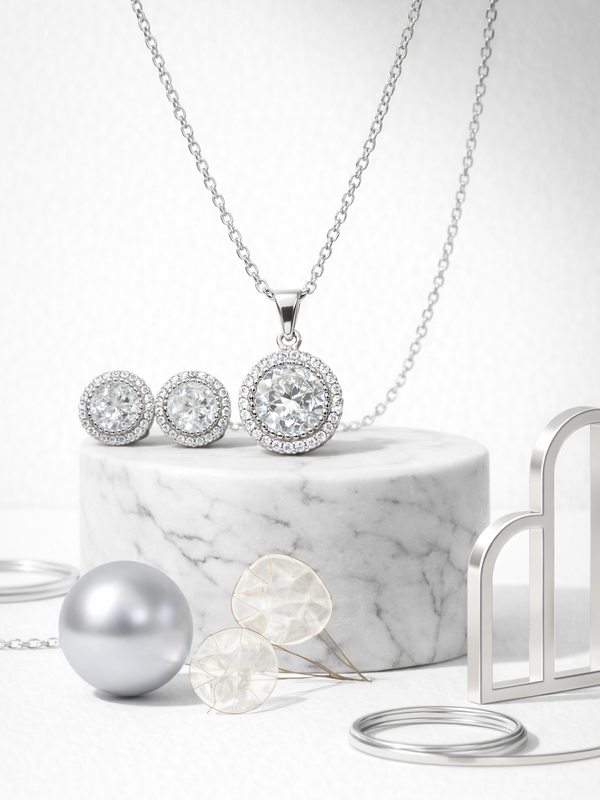 Évara Halo Glow Set | 925 Sterling Silver