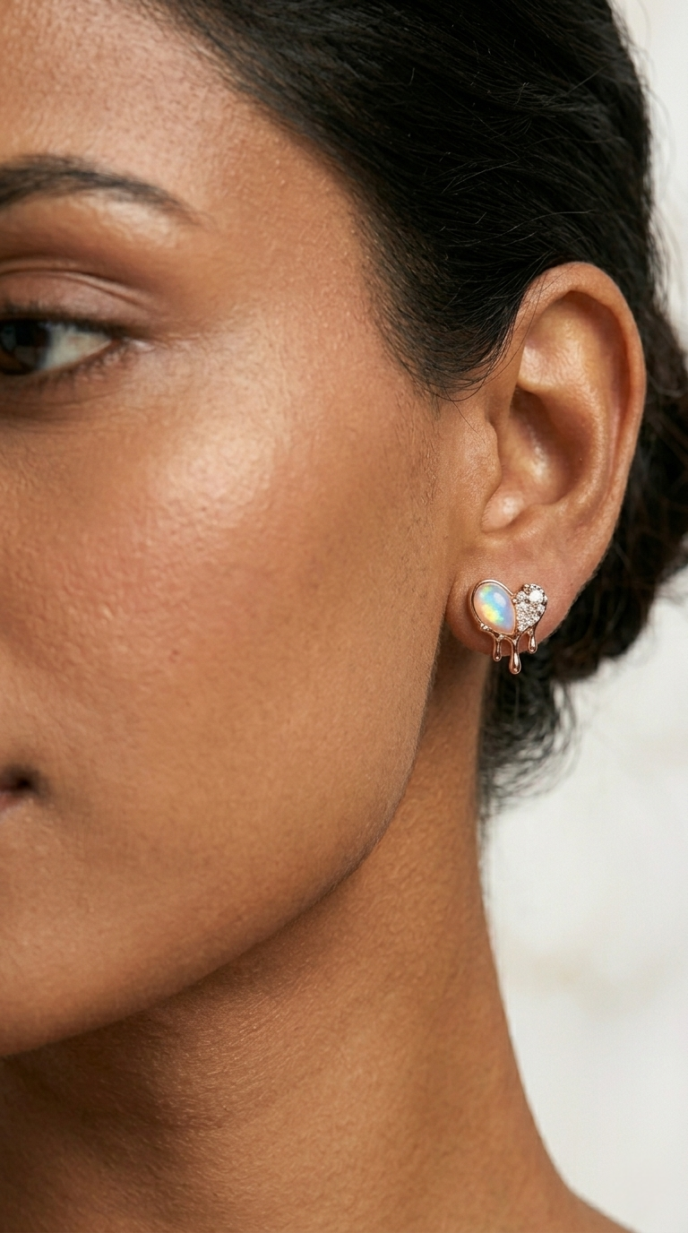 Amoura Drip Heart Studs | 925 Sterling Silver