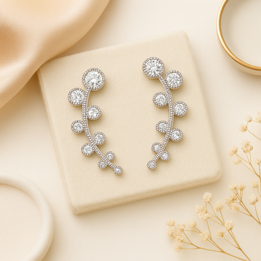 Crystal Cluster Sterling Silver Ear Cuffs
