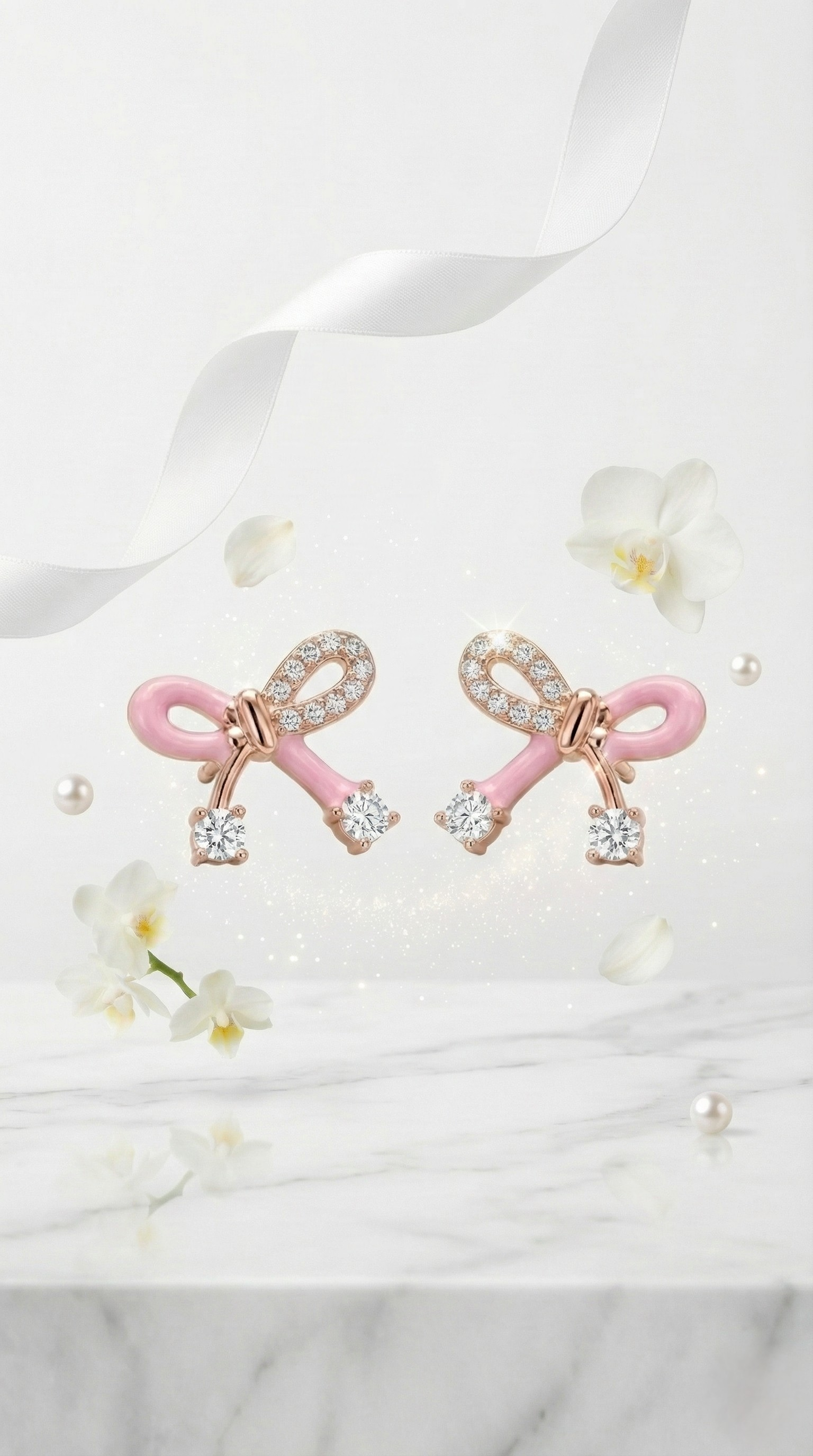 Rosetta Blush Bow Stud Earrings | 925 Sterling Silver