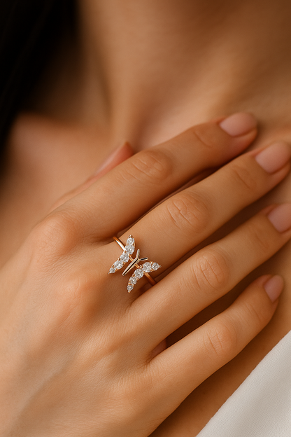 Rosé Flutter Butterfly Ring - Sterling Silver