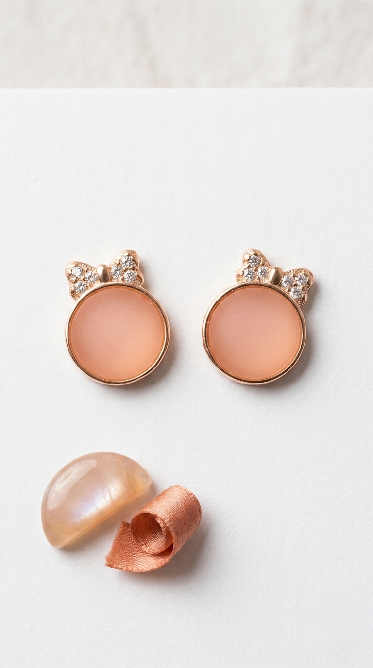 Mirelle Blush Bow Studs | 925 Sterling Silver