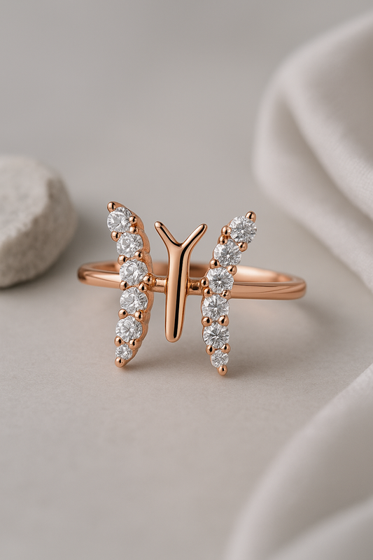Rosé Flutter Butterfly Ring - Sterling Silver
