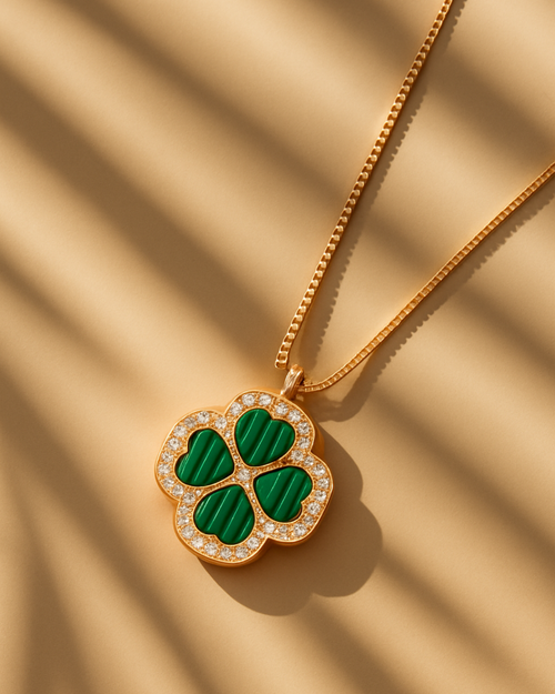 Emerald Clover Charm Necklace