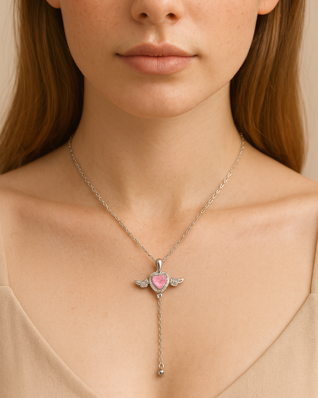 Celestia Winged Heart Necklace Sterling Silver
