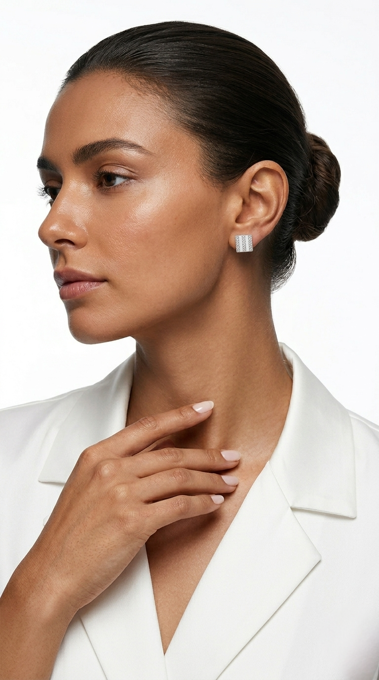 Averon Grid Studs | 925 Sterling Silver