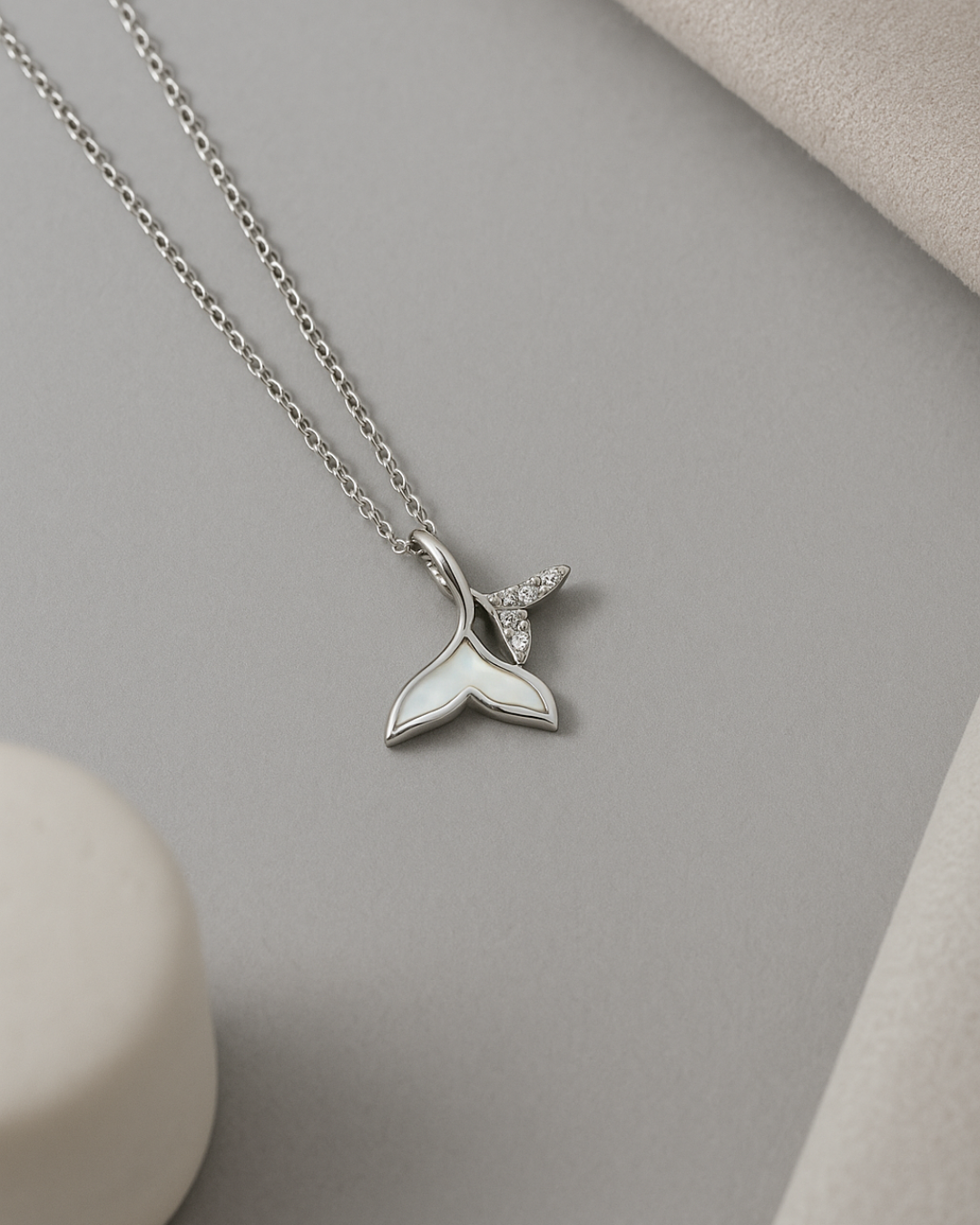 Ocean Spirit Whale Tail Necklace Sterling Silver