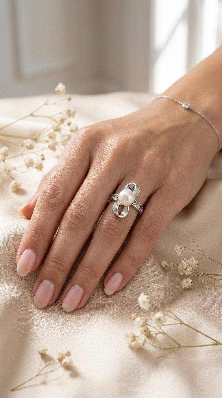 Serenelle Rainbow Pearl Ring | 925 Sterling Silver