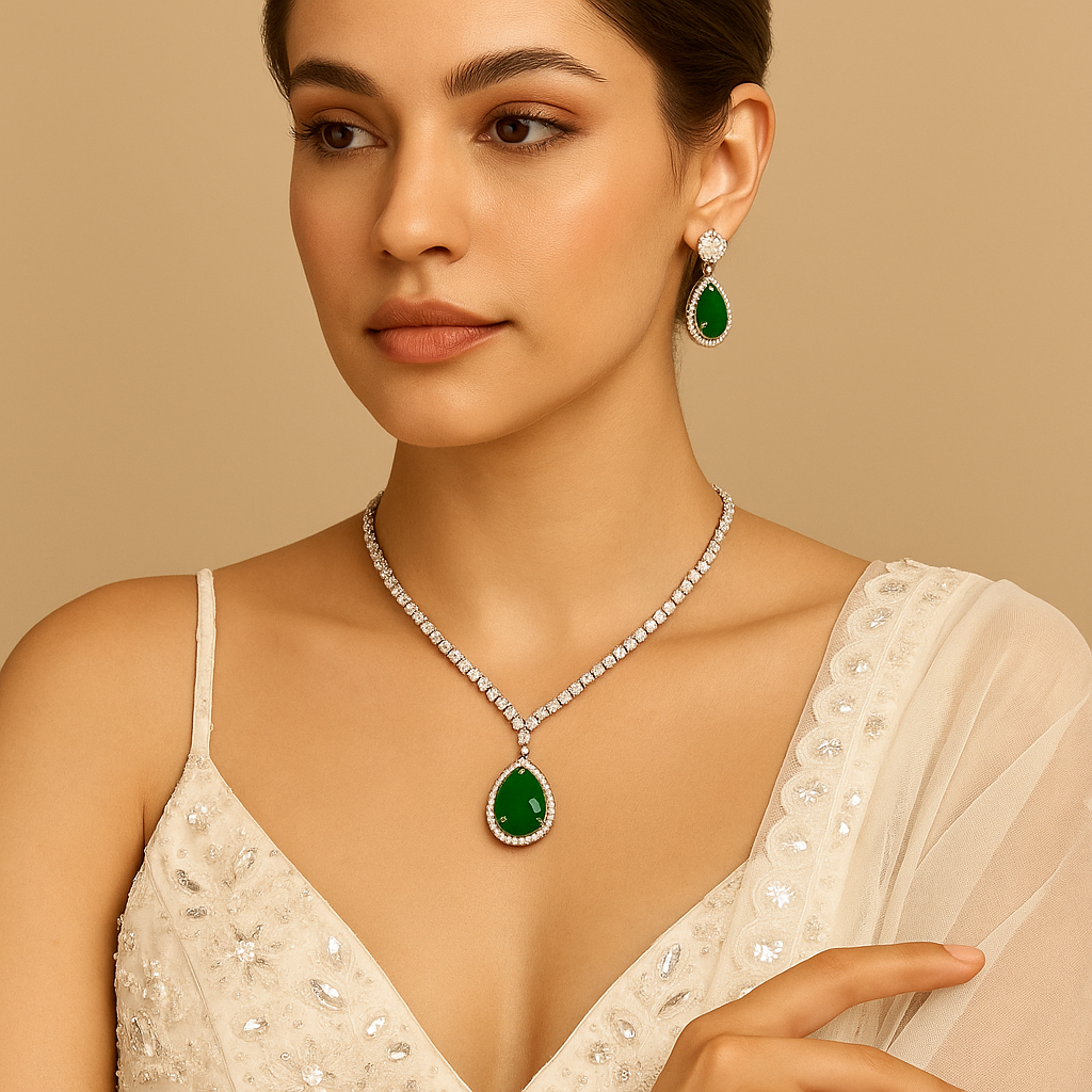 Emerald Royale Necklace Sterling Silver