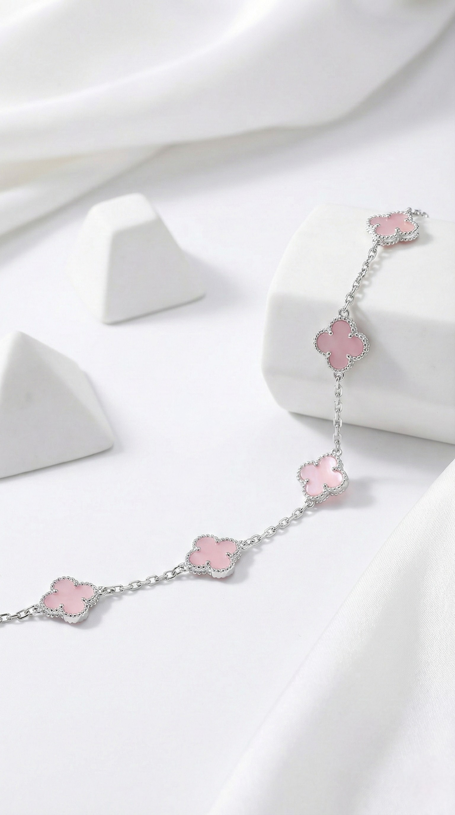 Blush Pink Clover Bracelet | 925 Sterling Silver