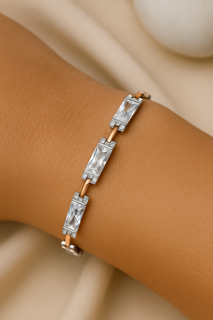 Crystal Cascade Bracelet Sterling Silver