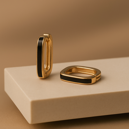 Aureum Noir Hoops - Demi Fine | Sterling Silver