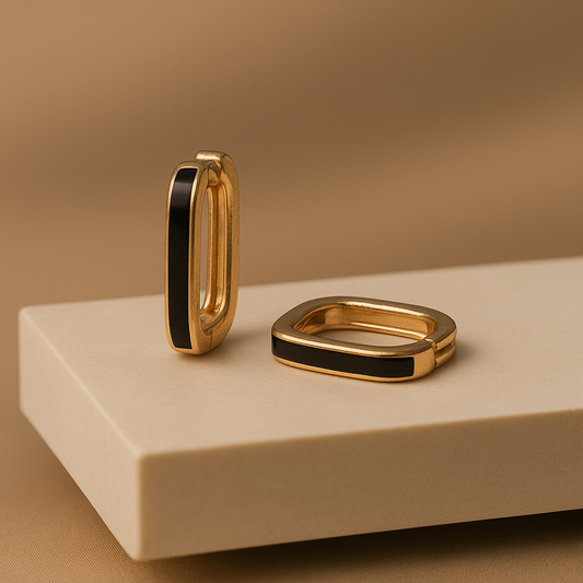 Aureum Noir Hoops - Demi Fine | Sterling Silver