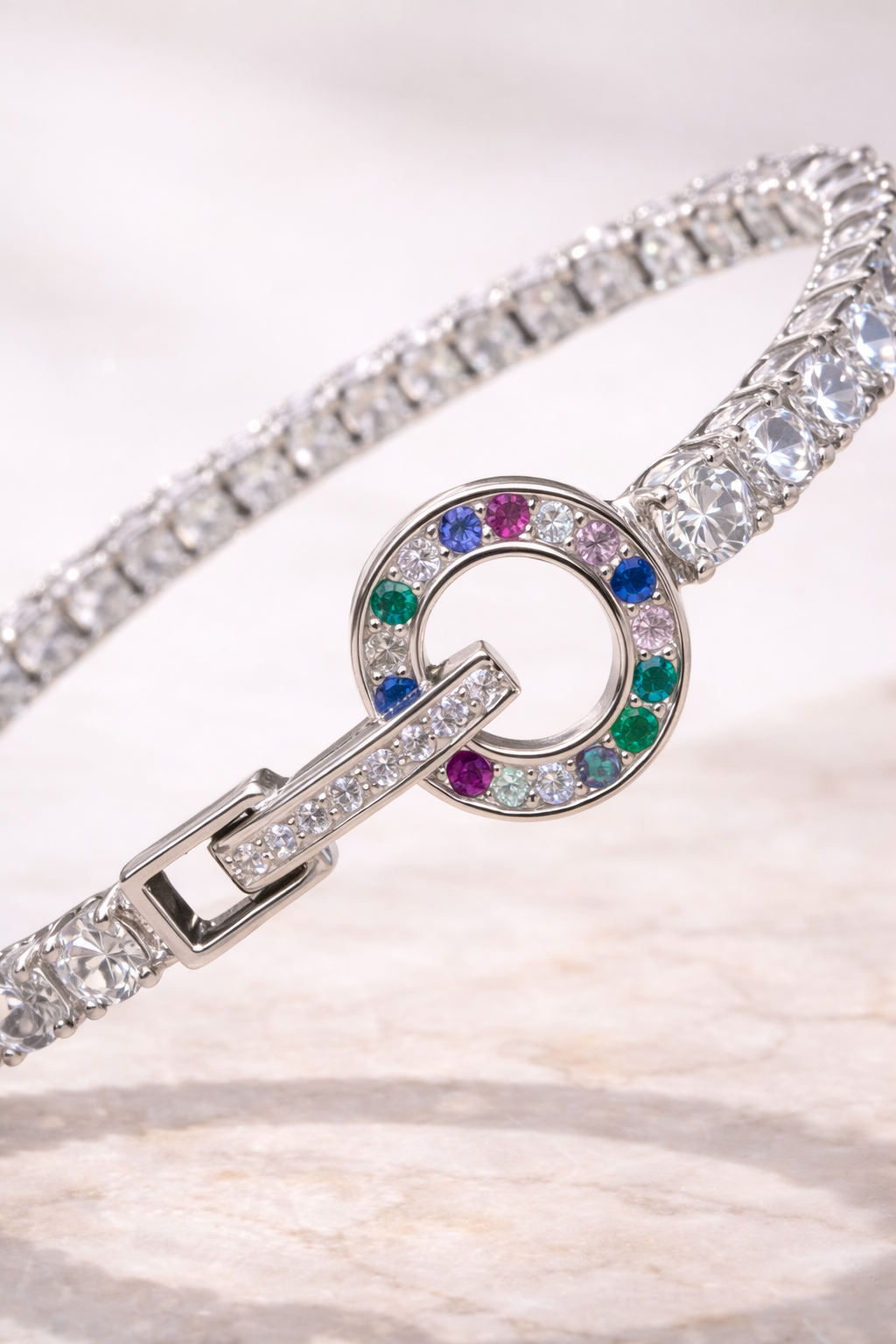 Prism Halo Tennis Bracelet | 925 Sterling Silver
