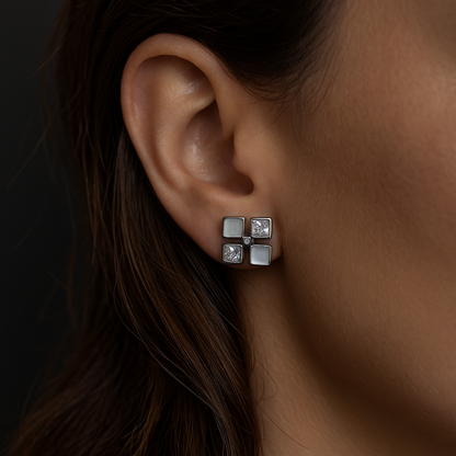 Geometric Stone Studd Earrings