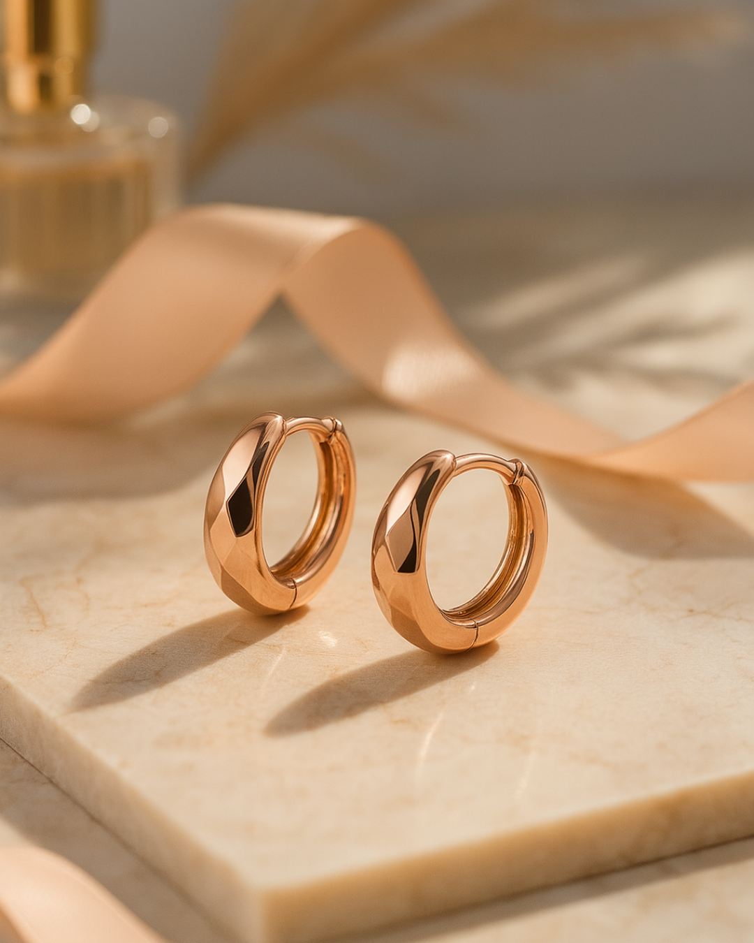 Eterna Faceted Rose Gold Hoops - Demi Fine