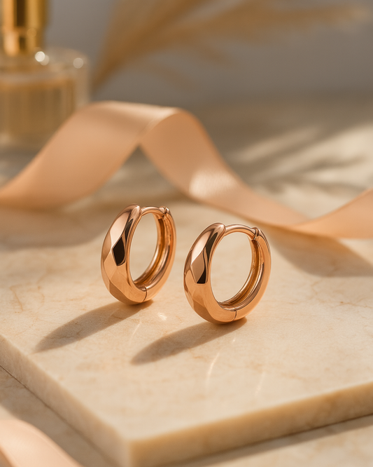 Eterna Faceted Rose Gold Hoops - Demi Fine