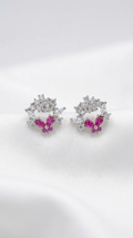 Fuchsia Fleur Cluster Studs | 925 Sterling Silver