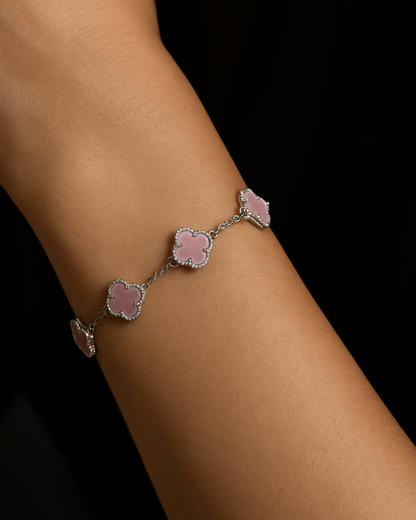 Blush Pink Clover Bracelet Sterling Silver