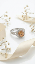 Golden Radiance Halo Ring | 925 Sterling Silver