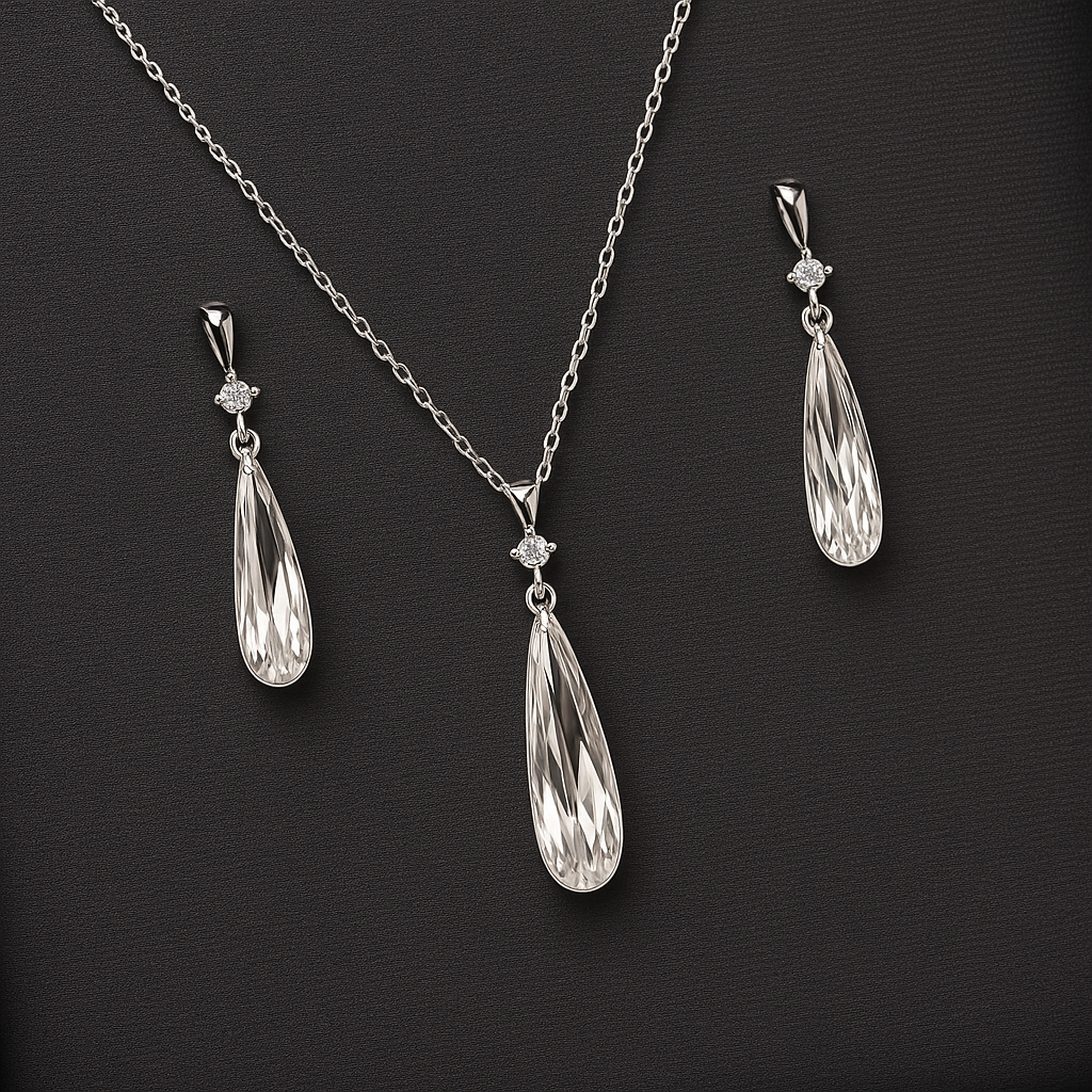 Eternal Grace Teardrop Pendant & Earrings – Sterling Silver Set