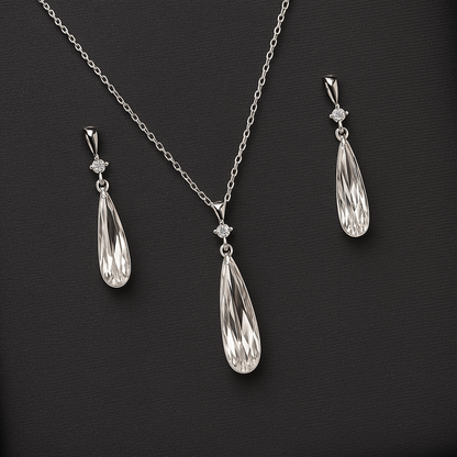 Eternal Grace Teardrop Pendant & Earrings – Sterling Silver Set