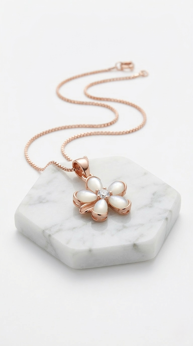 Evara Petal Pearl Pendant | 925 Sterling Silver