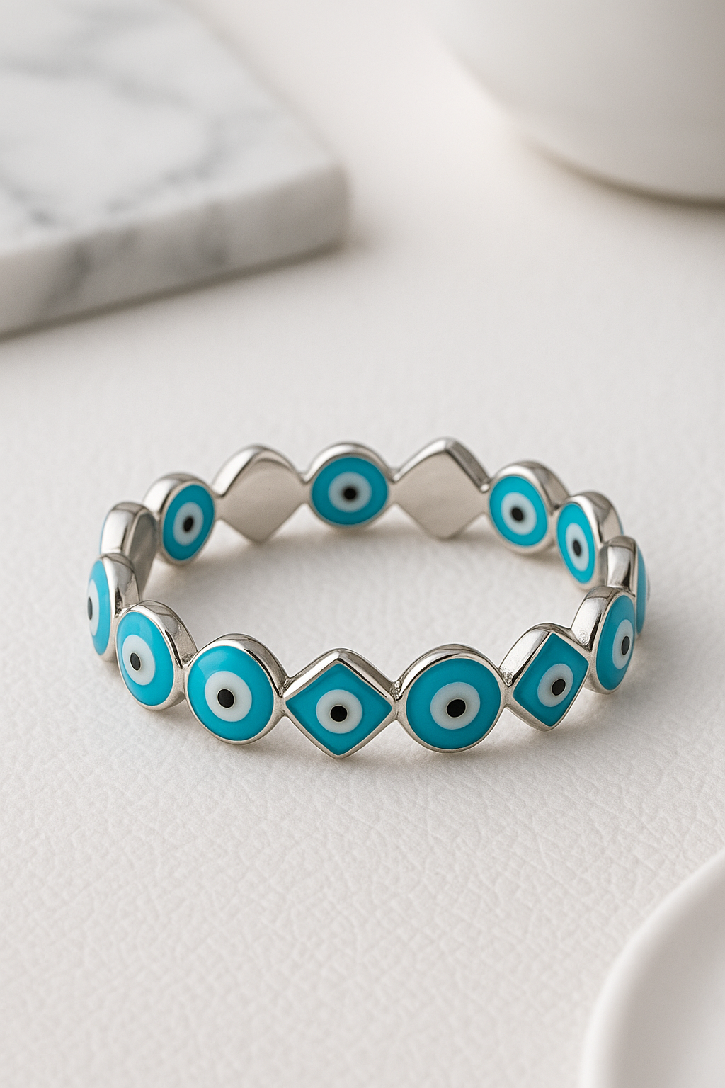 Azure Evil Eye Ring - Sterling Silver