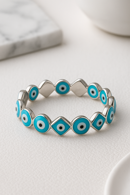 Azure Evil Eye Ring - Sterling Silver